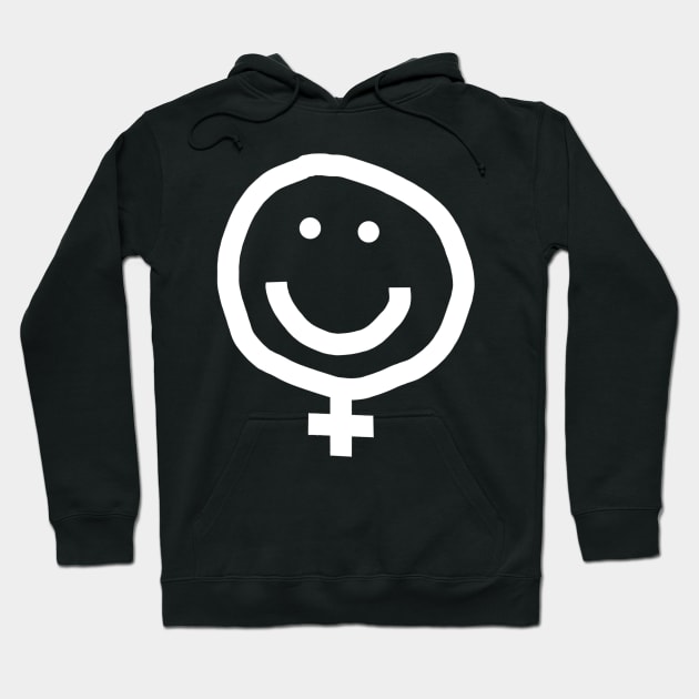 Minimal Female Smiley Face White Line Hoodie by ellenhenryart